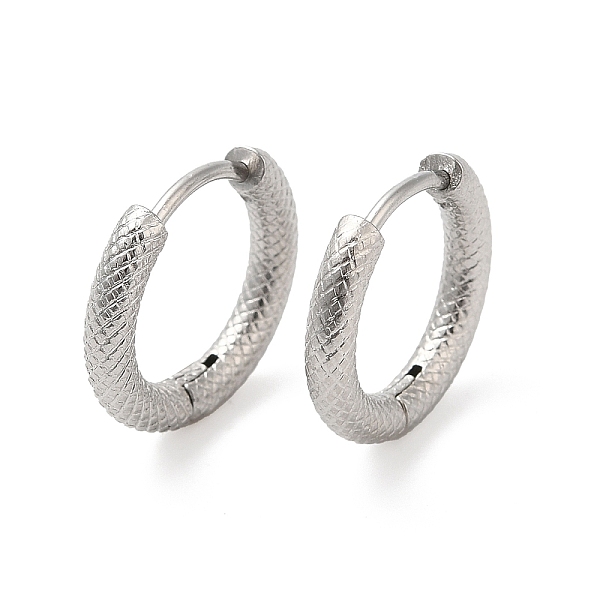 

PandaHall 304 Stainless Steel Hoop Earring, Textured, Ring, Stainless Steel Color, 14x15.5mm 304 Stainless Steel Ring