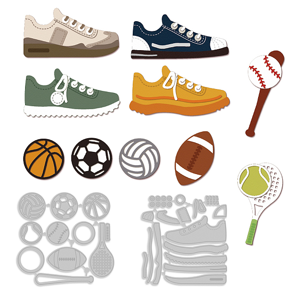 

PandaHall Sneakers Sports Ball Die Cuts for Card Making Basketball Football Volleyball Tennis Baseball Metal Cutting Dies Carbon Steel...