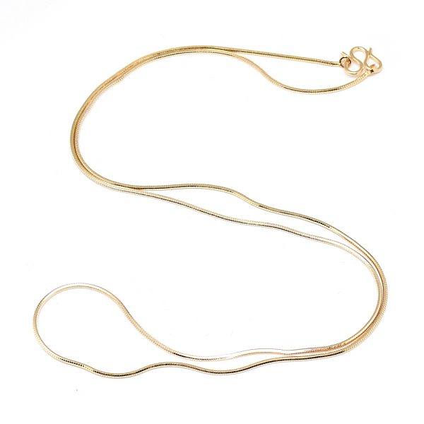 

PandaHall Brass Snake Chains Necklace Making, with S-Hook Clasps, M Clasps, Real 18K Gold Plated, 18.11 inch(46cm), 1mm Brass