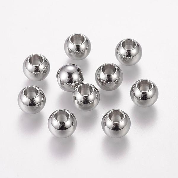 

PandaHall 304 Stainless Steel European Beads, Large Hole Beads, Barrel, 10x8mm, Hole: 5mm 304 Stainless Steel Barrel