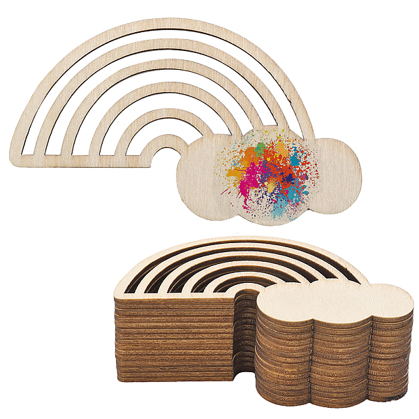 

PandaHall DIY Unfinished Rainbow Wooden Pendant Decorations, for Hanging Craft Making, Linen, 5.7x9.9x0.2cm Wood Rainbow Brown