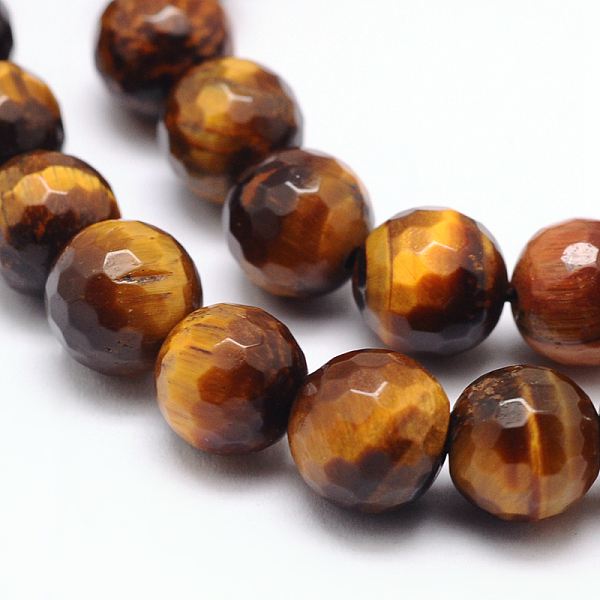 

PandaHall Natural Tiger Eye Beads Strands, Faceted Round, Grade AB+, 6mm, Hole: 1mm, about 62pcs/strand, 15.5 inch Tiger Eye Round