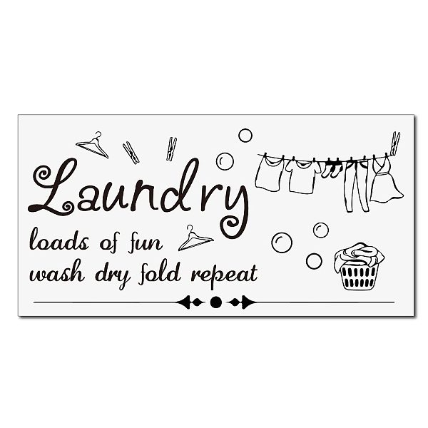 PandaHall CREATCABIN Laundry Room Wall Decal Sticker Vinyl Quotes Wall Decor Art Door Signs PVC Removable for Laundry Home Apartment Wall...