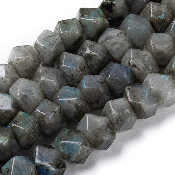PandaHall Natural Labradorite Beads Strands, Faceted, Polygon, 13~14x12~13x16mm, Hole: 1.2mm, about 31pcs/strand, 15.75 inch(40cm)...