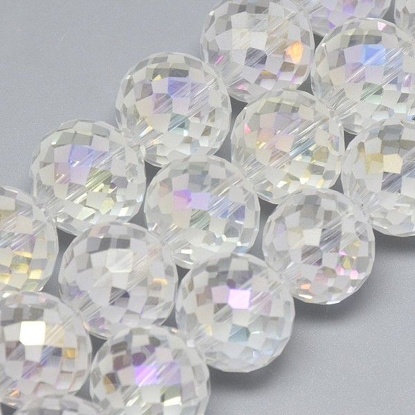

PandaHall Electroplate Glass Beads Strands, Rainbow Plated, Frosted, Faceted, Round, Clear, 12mm, Hole: 1.5mm, about 50pcs/strand, 22.05...