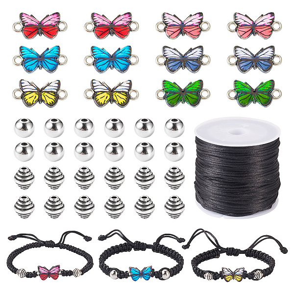 

PandaHall DIY Butterfly Bracelet Making Kit, Including Nylon Cord, 304 Stainless Steel Beads, Alloy Beads & Enamel Connector Charms, Mixed..., Multicolor
