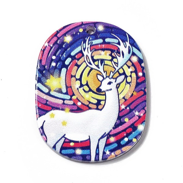 

PandaHall Acrylic Pendants, Deer, 39.5x30x2~2.5mm, Hole: 2mm Acrylic Deer