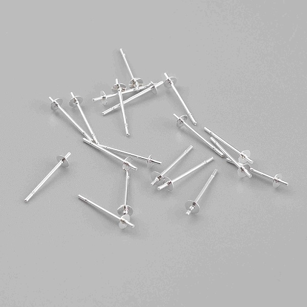 

PandaHall 304 Stainless Steel Stud Earring Findings, for Half Drilled Beads, Silver, 14x3mm, Pin: 0.6mm 304 Stainless Steel Flat Round