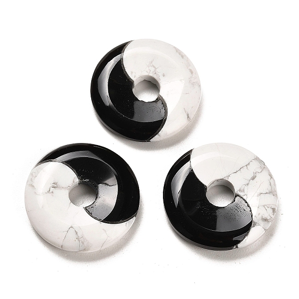 

PandaHall Natural Obsidian & Synthetic White Turquoise Pendants, Yin-yang Charms, 25.5x5mm, Hole: 6mm Mixed Stone Yin-yang