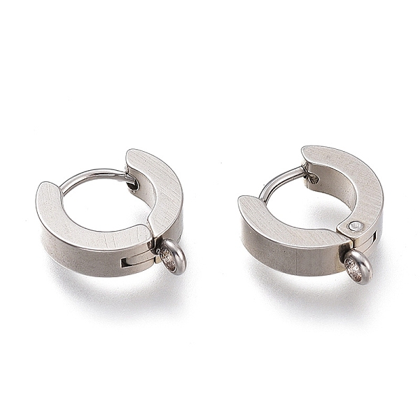 

PandaHall 304 Stainless Steel Huggie Hoop Earrings Findings, with Vertical Loop, Ring, Stainless Steel Color, 12x11x4mm, Hole: 1.8mm, Pin...