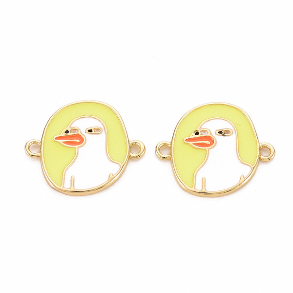

PandaHall Brass Enamel Links Connectors, Cadmium Free & Nickel Free & Lead Free, Flat Round with Duck, Real 16K Gold Plated, 15x17.5x1.5mm...