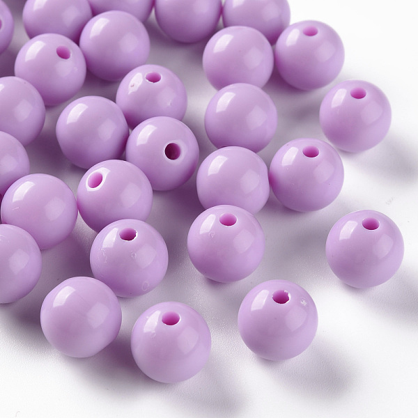 

PandaHall Opaque Acrylic Beads, Round, Violet, 12x11mm, Hole: 1.8mm, about 566pcs/500g Acrylic Round Purple