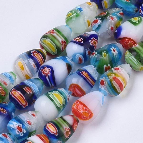 

PandaHall Handmade Millefiori Lampwork Beads Strands, teardrop, Mixed Color, 13~15x10mm, Hole: 1mm, about 27pcs/strand, 14.9 inch Millefiori..., Multicolor