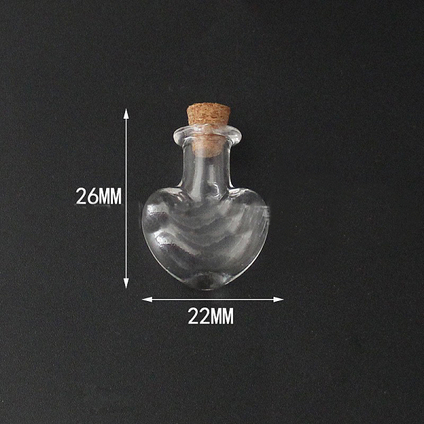 

PandaHall Mini High Borosilicate Glass Bottle Bead Containers, Wishing Bottle, with Cork Stopper, Heart, Clear, 2.6x2.2cm Glass Heart Clear