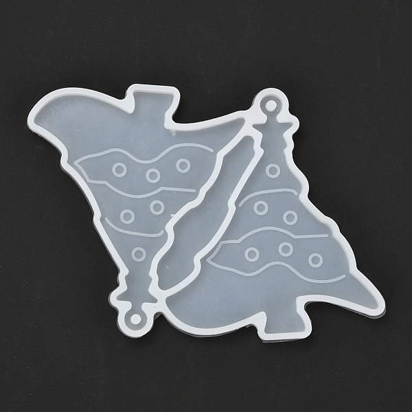 

PandaHall Christmas Themed DIY Pendant Silicone Molds, Resin Casting Molds, Clay Craft Mold Tools, Christmas Tree, White, 62x87x3.5mm, Hole...