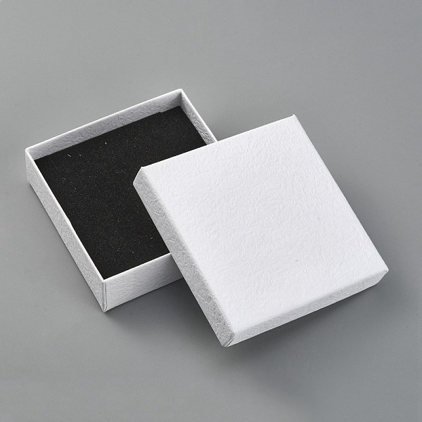 

PandaHall Cardboard Gift Boxes, with Black Sponge inside, Square, White, 9x9x2.9cm Paper Square White