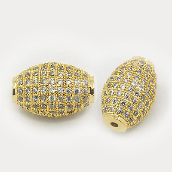 

PandaHall Brass Micro Pave Cubic Zirconia Beads, Oval, Golden, 16x11.5mm, Hole: 2mm Brass+Cubic Zirconia Oval
