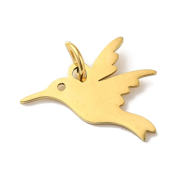 

PandaHall Vacuum Plating 201 Stainless Steel Charms, with Jump Rings, Laser Cut, Bird Charm, Real 18K Gold Plated, 13x15x1mm, Hole: 3mm 201...