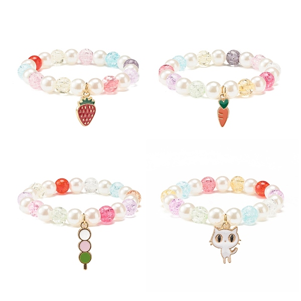 

PandaHall Candy Color Round Beaded Stretch Bracelet with Enamel Charm for Kid, Mixed Color, Inner Diameter: 1-5/8 inch(4.25cm) Acrylic..., Multicolor