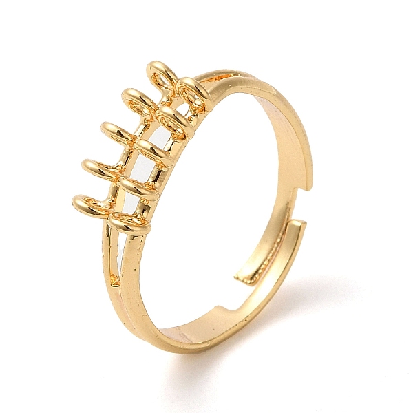 

PandaHall Adjustable Brass Ring Bases, with 10 Loops, Nickel Free, Real 18K Gold Plated, 2.8~4mm, Hole: 1.5mm, Inner Diameter: 17mm Brass