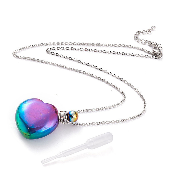 

PandaHall Electroplated Natural Quartz Crystal Openable Perfume Bottle Pendant Necklaces, with 304 Stainless Steel Cable Chains and Plastic...