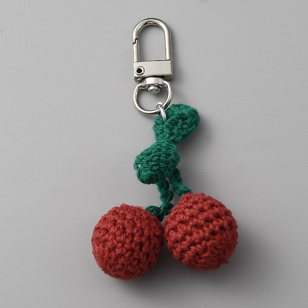 

PandaHall Cherry Wool Knitting Pendant Decorations, for Keychain Earphone Bag Gift Pendant Decoration, Silver, 88mm Wool Cherry Silver