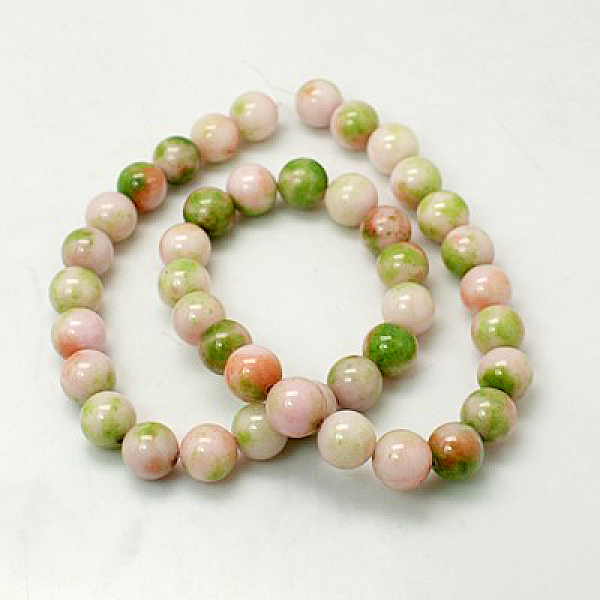 

PandaHall Jade Beads Strands, Natural White Jade, Dyed, Round, Colorful, 6mm, Hole: 1mm, about 69pcs/strand, 15.7 inch White Jade Round