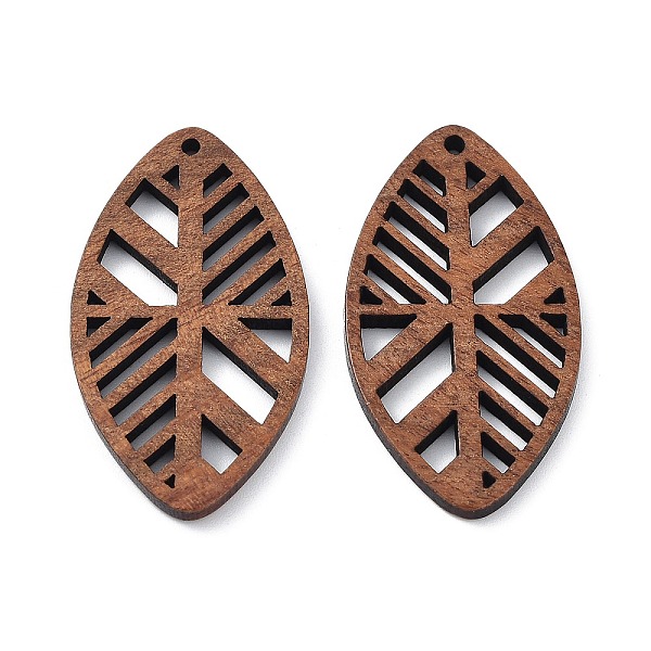 

PandaHall Walnut Wood Laser Cut Pendants, Hollow Charms, Undyed, Leaf, 40x21x2.4mm, Hole: 1.6mm Wood Leaf Brown