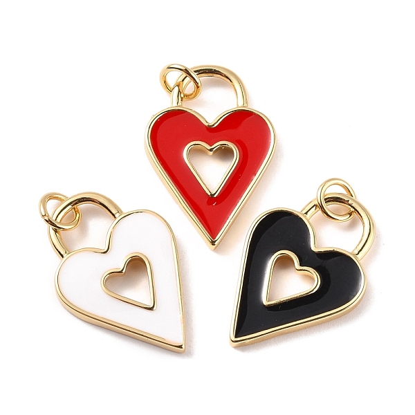 

PandaHall Rack Plating Brass Enamel Pendants, with Jump Ring, Long-Lasting Plated, Heart, Mixed Color, 22x15x2mm, Jump Ring: 5x0.9mm, 3mm..., Multicolor