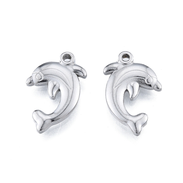 

PandaHall 304 Stainless Steel Pendant, Dolphin Charms, Stainless Steel Color, 22.5x14x3mm, Hole: 1.6mm 304 Stainless Steel Dolphin
