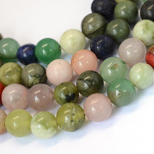

PandaHall Natural Mixed Stone Round Bead Strands, 8~8.5mm, Hole: 1mm, about 47pcs/strand, 15.5 inch Mixed Stone Round