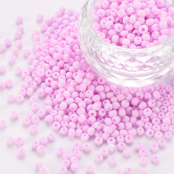 

PandaHall 8/0 Opaque Glass Seed Beads, Round Hole, Frosted Colours, Round, Violet, 3~4x2~3mm, Hole: 0.8mm, about 15000pcs/Pound Glass Purple