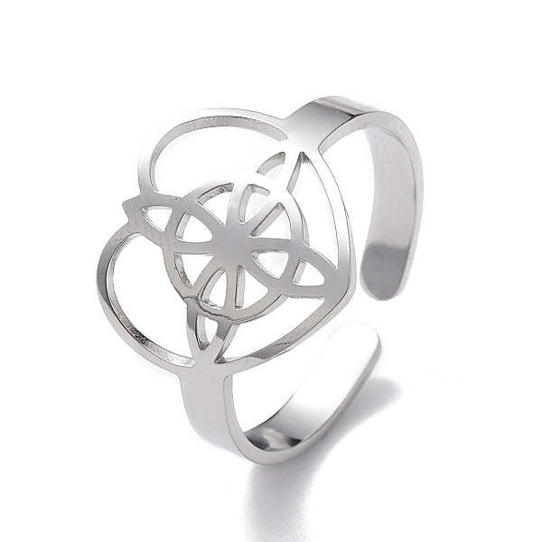 

PandaHall Heart with Sailor's Knot 304 Stainless Steel Open Cuff Ring for Women, Stainless Steel Color, Inner Diameter: 18mm 304 Stainless...