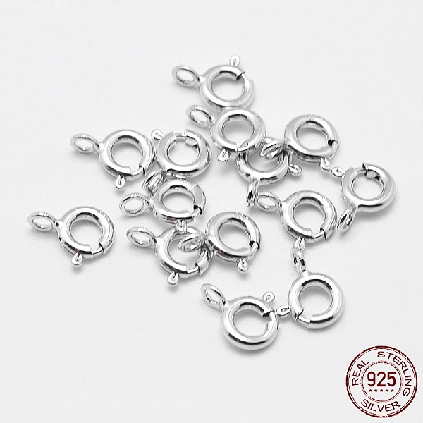 

PandaHall Rhodium Plated 925 Sterling Silver Spring Ring Clasps, Ring, with 925 Stamp, Platinum, 11.5x9.5x2mm, Hole: 2mm Sterling Silver