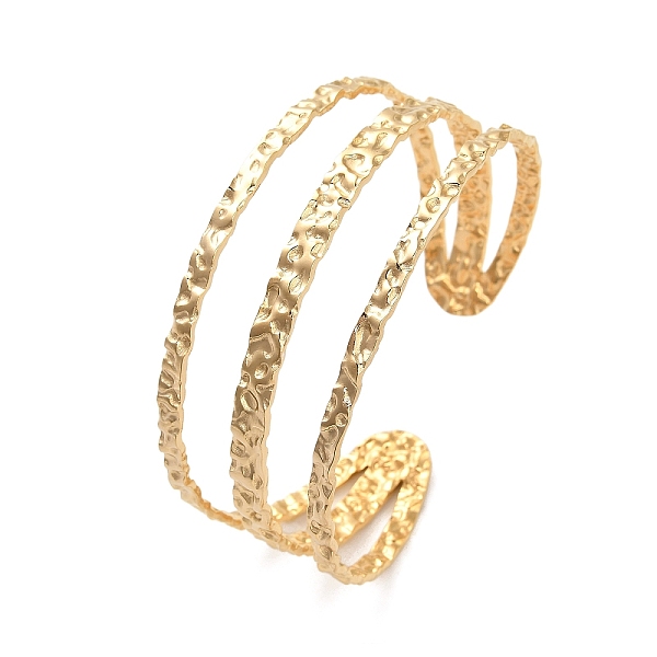 

PandaHall 304 Stainless Steel Triple Lines Cuff Bangles, Golden, Inner Diameter: 2-1/4 inch(5.75cm) 304 Stainless Steel