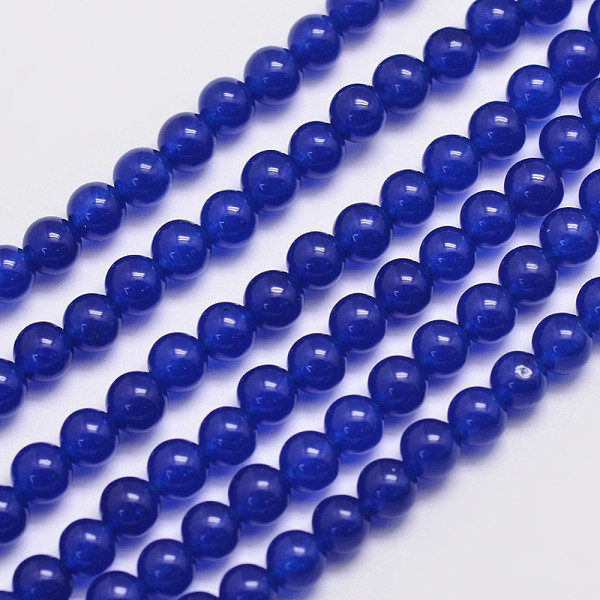 

PandaHall Natural & Dyed Malaysia Jade Bead Strands, Round, Midnight Blue, 4mm, Hole: 0.8mm, about 92pcs/strand, 15 inch Malaysia Jade Round...