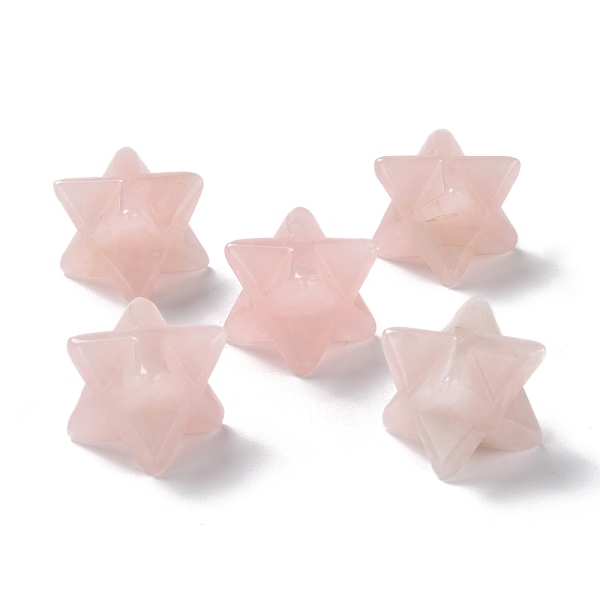 

PandaHall Natural Rose Quartz Sculpture Healing Crystal Merkaba Star Ornament, Home Office Desk Decoration, 20x20x20mm Rose Quartz Star