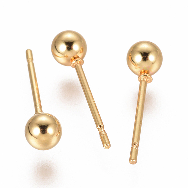

PandaHall 304 Stainless Steel Ball Stud Earrings, Hypoallergenic Earrings, Golden, 15x4mm, Pin: 0.7mm 304 Stainless Steel