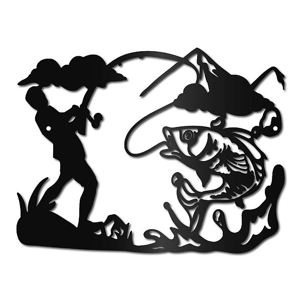 

PandaHall Iron Wall Signs, Metal Art Wall Decoration, for Living Room, Home, Office, Garden, Kitchen, Hotel, Balcony, Fish, 300x230x1mm...