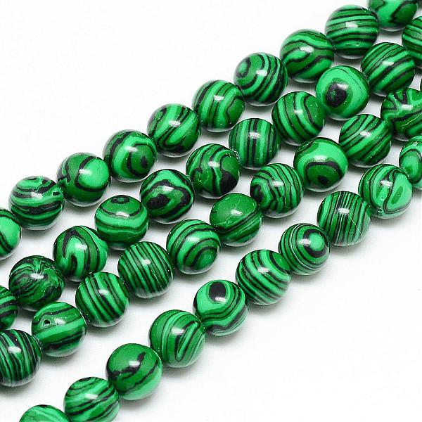 

PandaHall Synthetic Malachite Beads Strands, Round, 10mm, Hole: 2mm, about 42pcs/strand, 14.96 inch Malachite Round