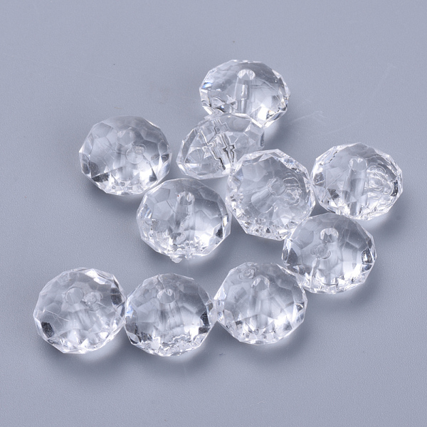 

PandaHall Transparent Acrylic Beads, Faceted, Rondelle, Clear, 14.5x9.5mm, Hole: 2mm, about 409pcs/500g Acrylic Rondelle Clear