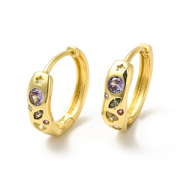 

PandaHall Cubic Zirconia Star & Heart Geometry Hoop Earrings, Real 18K Gold Plated Brass Jewelry for Women, Cadmium Free & Nickel Free &...