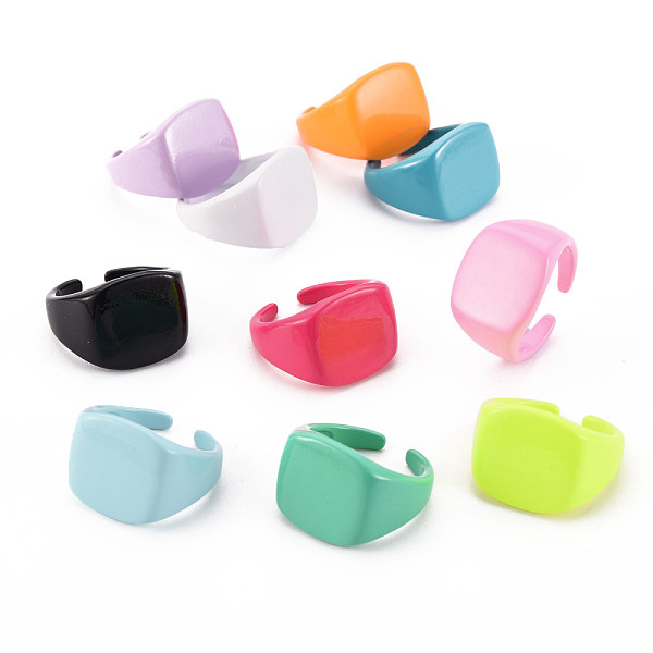 

PandaHall Spray Painted Brass Cuff Rings, Open Rings, Cadmium Free & Nickel Free & Lead Free, Mixed Color, US Size 6, Inner Diameter: 17mm..., Multicolor