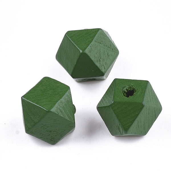 

PandaHall Painted Natural Wood Beads, Polyhedron, Green, 13x13x10~10.5mm, Hole: 2.5mm Schima Wood Others Green
