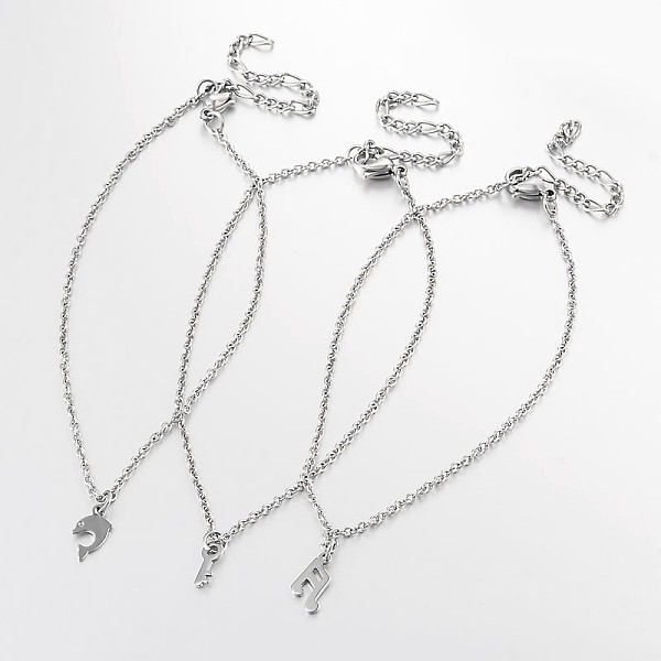 

PandaHall Mixed Shape Stainless Steel Pendant Anklets, with Lobster Clasps and End Chains, Stainless Steel Color, 230x2mm Stainless Steel