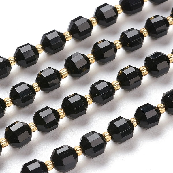 

PandaHall Natural Black Onyx Beads Strands, Dyed & Heated, Round, Faceted, 7x7x8mm, Hole: 0.8mm, about 38pcs/Strand, 15.35 inch(39cm) Black...