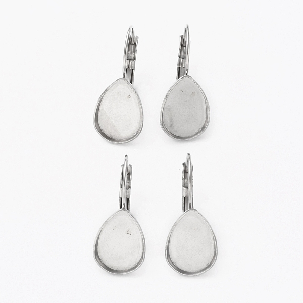 

PandaHall 304 Stainless Steel Leverback Earring Findings, with Teardrop Setting for Cabochon, Stainless Steel Color, 27x11.5mm, Pin: 0.8mm...