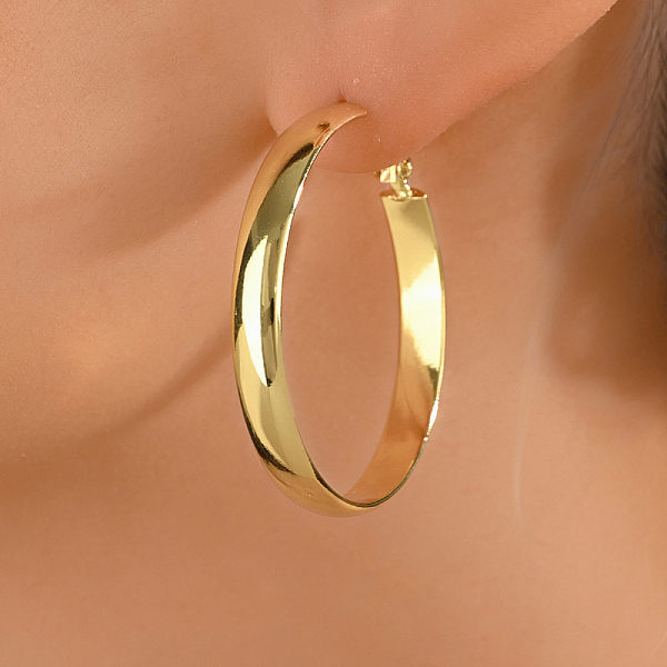 

PandaHall Brass Geometric Hoop Earrings for Women, Ring Brass Ring