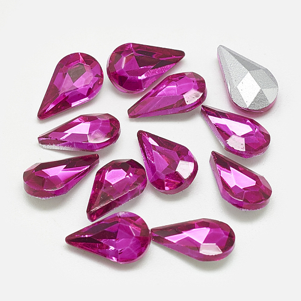 

PandaHall Pointed Back Glass Rhinestone Cabochons, Back Plated, Faceted, teardrop, Rose, 10x6x3mm Glass Rhinestone Teardrop Pink
