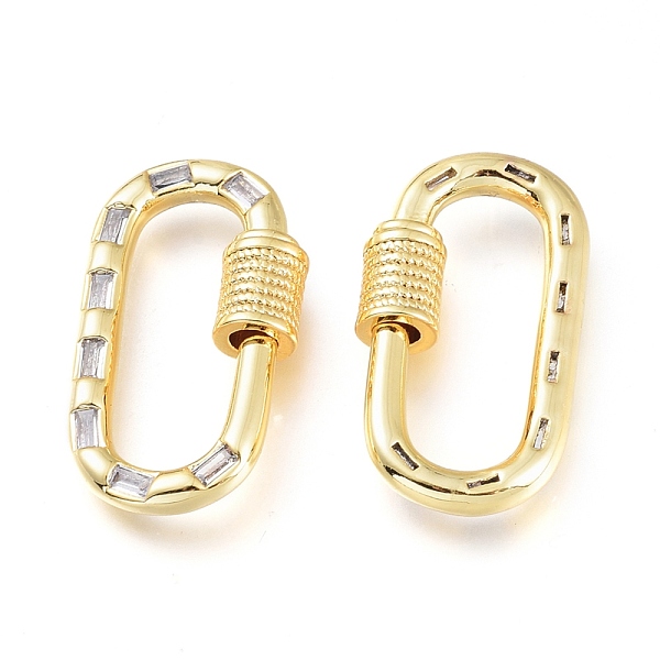 

PandaHall Brass Micro Pave Cubic Zirconia Screw Carabiner Lock Charms, for Necklaces Making, Oval, Golden, Clear, 23.5x13.5x5mm Brass+Cubic...